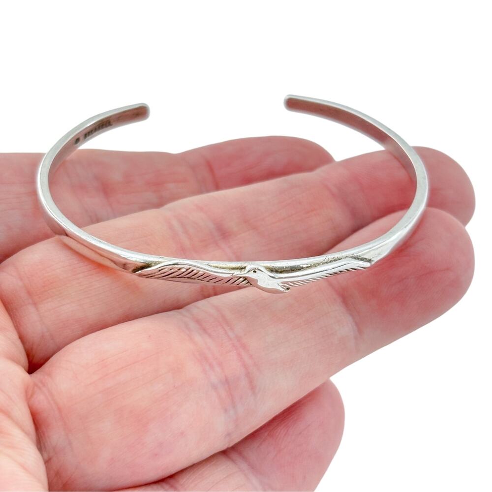 Vintage Breakell Sterling Silver Seagull Cuff Bracelet 6.5"